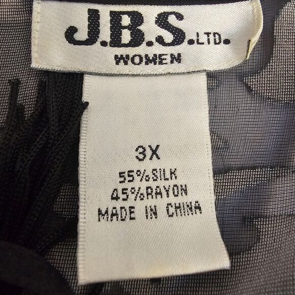 JBS LTD Vintage Kimono Velvet Burnout Sz 3X Fringe Beaded Bohemian Festival W486 - Picture 8 of 10